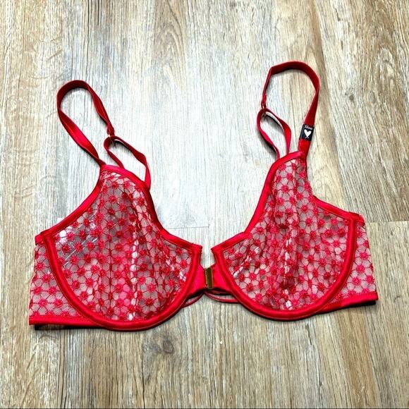 Victorias Secret 32DD red lace front hook - Picture 1 of 4